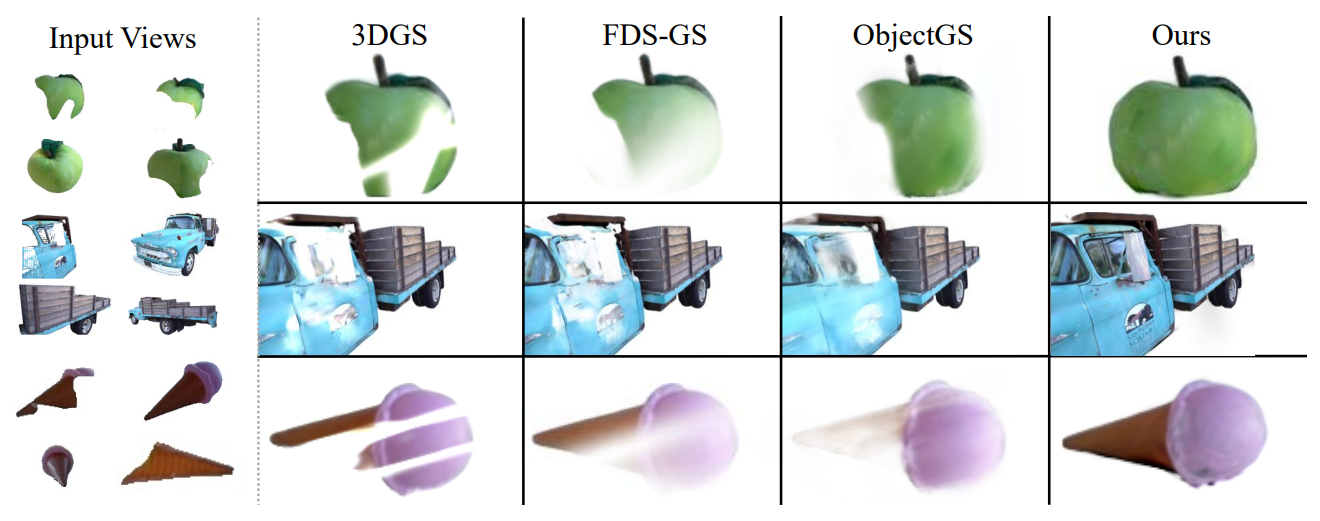 Qualitative comparison of reconstruction under inconsistent background removal
